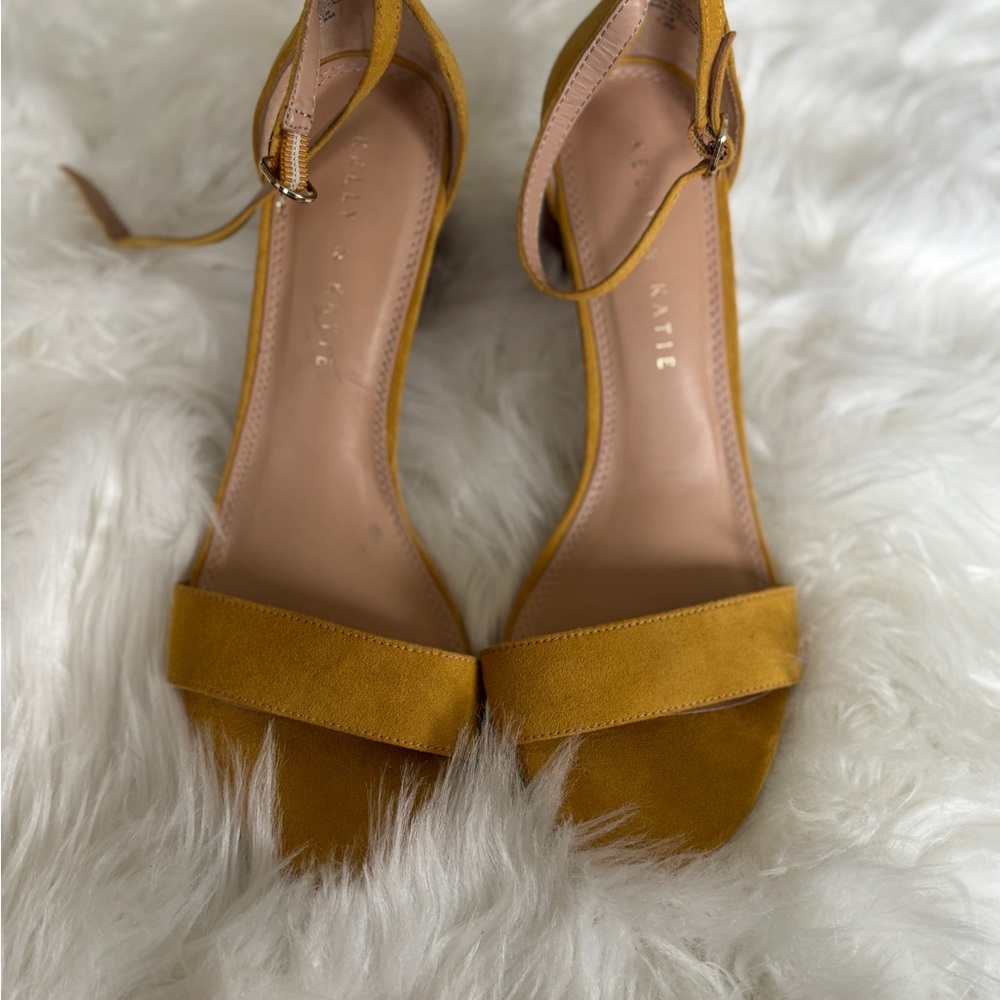 Yellow Suede Ankle Strap Sandals